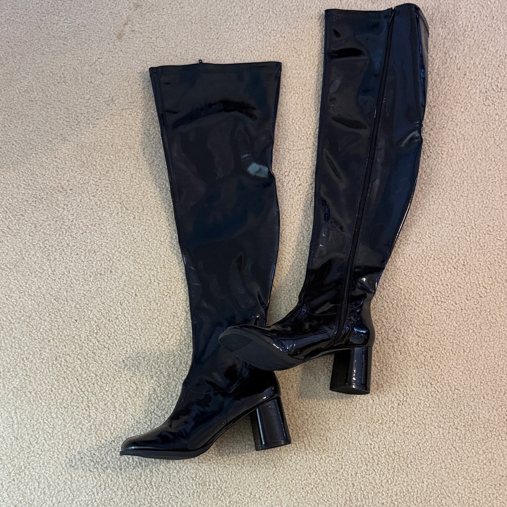 Funtasma Shiny Black Over the Knee Boots